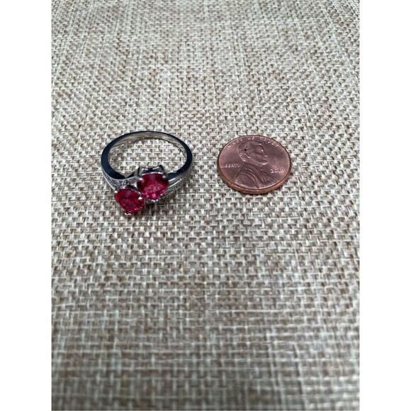 Bundle of 3 Heart Stone Rings Valentines Theme Pink and Red with Rhinestone Cute - Picture 11 of 13